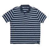 NAUTICA Mens Blue & White Striped Short Sleeve Polo Shirt 2XL Classic Cotton