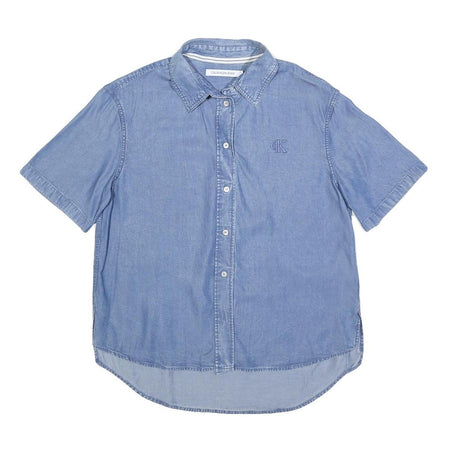 CALVIN KLEIN JEANS Womens Blue Shirt S Lightweight Casual Short Sleeve