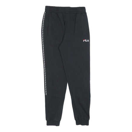 FILA Mens Joggers Black & White Slim Tapered S W26 L27 Logo Tape Detail