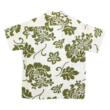 NOW! Mens White & Olive Green Cotton Blend Short Sleeve Shirt S Relaxed Fit