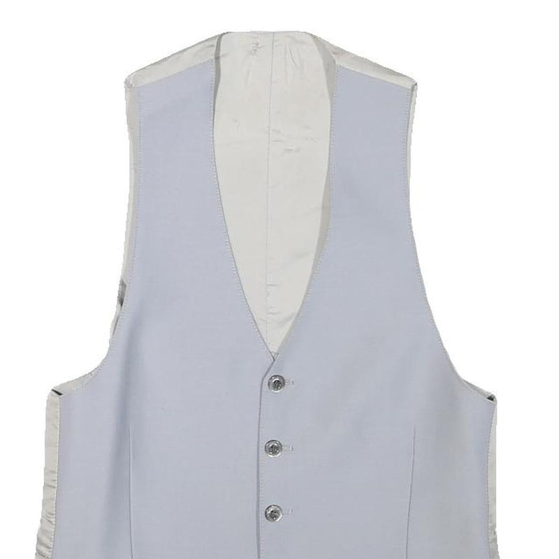 Mens Light Blue Wool Blend Button Jacket XS Formal Waistcoat Classic Style