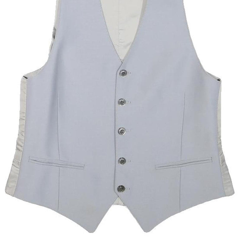 Mens Light Blue Wool Blend Button Jacket XS Formal Waistcoat Classic Style