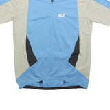 JACK WOLFSKIN Mens Blue & Beige Cycling T-Shirt M Short Sleeve 1/4 Zip Polyester