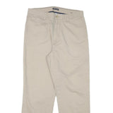 NAUTICA Mens Regular Fit Beige Cotton Blend Zip Trousers W34 L30 Classic Casual