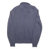 CALVIN KLEIN Mens Blue Plain Pullover Round Neck Basic Knit L Jumper Cotton