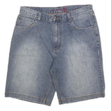 REUNION Mens Denim Blue Casual Shorts L W36 Cotton Blend Relaxed Fit