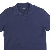 CHAPS Mens Navy Blue Short Sleeve Plain M Cotton Blend Polo Shirt Custom Fit
