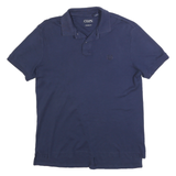 CHAPS Mens Navy Blue Short Sleeve Plain M Cotton Blend Polo Shirt Custom Fit