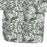 C&A Mens Green & White Leaf Print Shirt L Slim Fit Summer Casual Polyester