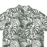 C&A Mens Green & White Leaf Print Shirt L Slim Fit Summer Casual Polyester