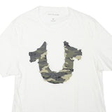 TRUE RELIGION Mens White Camouflage Horseshoe Graphic T-Shirt XL Short Sleeve