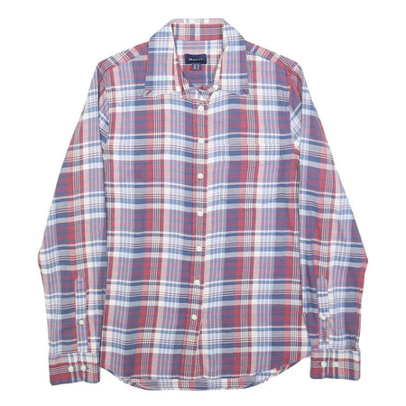 GANT Womens Red & Blue Check Shirt UK 12 Classic Cotton Blend Button Up