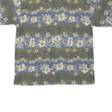 CUTTER & BUCK Mens Blue & Green Floral Short Sleeve Polo Shirt M Cotton Blend