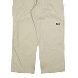DICKIES Mens Cotton Blend Beige Loose Fit Straight Leg Trousers W40 L30 Workwear