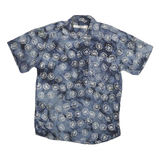 JOCKEY Mens Blue Pattern Geometric Cotton Short Sleeve Shirt L Casual Summer