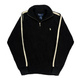 Polo By Ralph Lauren Striped 1/4 Zip - Small Black Cotton