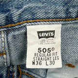 Made In USA Levis 505 Jeans - 35W 30L Light Wash Cotton