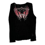 Motorcycle Harley Davidson Graphic Long Sleeve T-Shirt - Large Black Cotton Blend