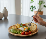 Anygleam Natural Wood 3pcs Round Wooded Plates Food Kitchen Tableware