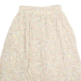 LONDON FOG Womens Cream Floral Midi Cotton Blend Pleated Skirt M Summer Casual