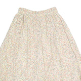 LONDON FOG Womens Cream Floral Midi Cotton Blend Pleated Skirt M Summer Casual