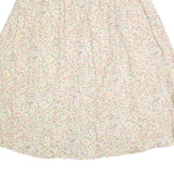 LONDON FOG Womens Cream Floral Midi Cotton Blend Pleated Skirt M Summer Casual