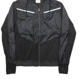 H&M Womens Black & Grey Zip Jacket M Polyester Lightweight Hooded Sportswear