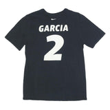 NIKE Mens Black Liberty Ranch Hawks Basketball Graphic T-Shirt M Crew Neck Short