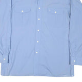 CHRISTIAN DIOR Mens Blue Plain Cotton Blend Shirt L Classic Button Pocket