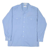 CHRISTIAN DIOR Mens Blue Plain Cotton Blend Shirt L Classic Button Pocket