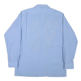 CHRISTIAN DIOR Mens Blue Plain Cotton Blend Shirt L Classic Button Pocket