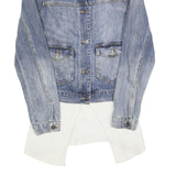 ABERCROMBIE & FITCH Womens Blue Denim & White Cotton Jacket S Button Plain