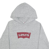LEVI'S Womens Grey Hoodie S Cotton Blend Sweatshirt Casual Logo Pullover