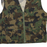 Mens Green & Brown Camouflage Zip Jacket S Polyester Blend Plain Casual Outdoor