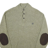 CHAPS Mens Green Jumper Pullover Plain Crew Neck Basic Knit L Stylish Casual
