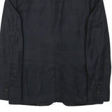 SANDRO Mens Navy Blue Wool Blend Button Jacket S Check Pattern