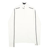 TOMMY HILFIGER Womens White & Black Plain Pullover Jumper 1/4 Zip Rib Knit M