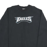 REEBOK Mens Black Eagles Crew Neck L Sweatshirt Cotton Blend Pullover