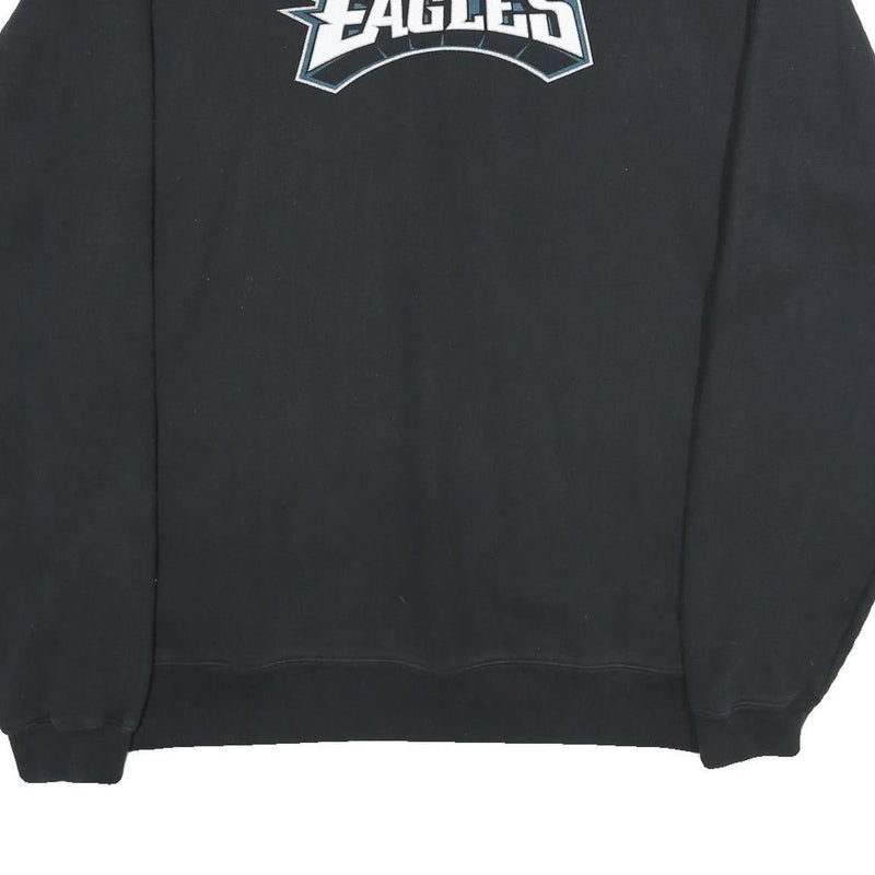 REEBOK Mens Black Eagles Crew Neck L Sweatshirt Cotton Blend Pullover