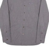 TOMMY HILFIGER Mens Grey Check Shirt S Hilfiger Denim Button Down Collar