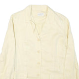 HILTON Womens Cream Linen Blend Jacket M Button Closure Classic Plain Light