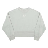 PUMA Womens Grey Cotton Blend Crew Neck XS Sweatshirt Casual Pullover
