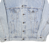 HARD ROCK CAFE Mens Blue Denim Button Cotton Jacket L Embroidered Save The