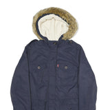 LEVI'S Womens Navy Blue Outdoor Jacket M Cotton Blend Zip Hooded Casual Winter
