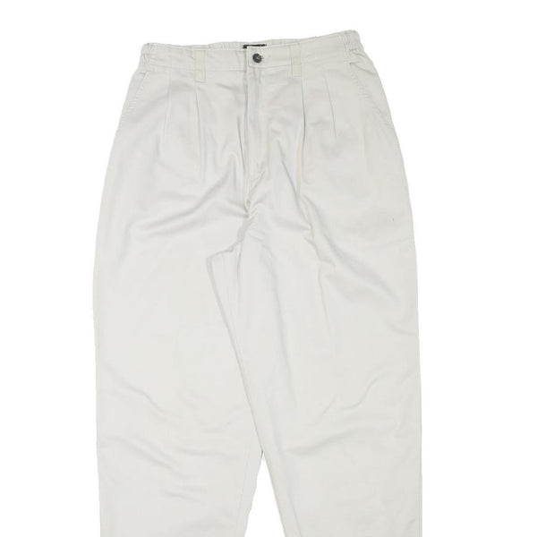 LEE Mens Relaxed White Cotton Blend Trousers W27 L30 Casual Zip Closure