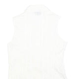 TRUSSARDI Womens White Sleeveless Shirt Collared Button Neck L Elegant Summer