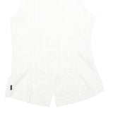 TRUSSARDI Womens White Sleeveless Shirt Collared Button Neck L Elegant Summer