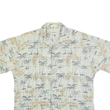 CAMPIA MODA Mens White & Beige Palm Tree Print Cotton Shirt XL Summer Casual