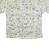 CAMPIA MODA Mens White & Beige Palm Tree Print Cotton Shirt XL Summer Casual