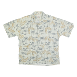 CAMPIA MODA Mens White & Beige Palm Tree Print Cotton Shirt XL Summer Casual